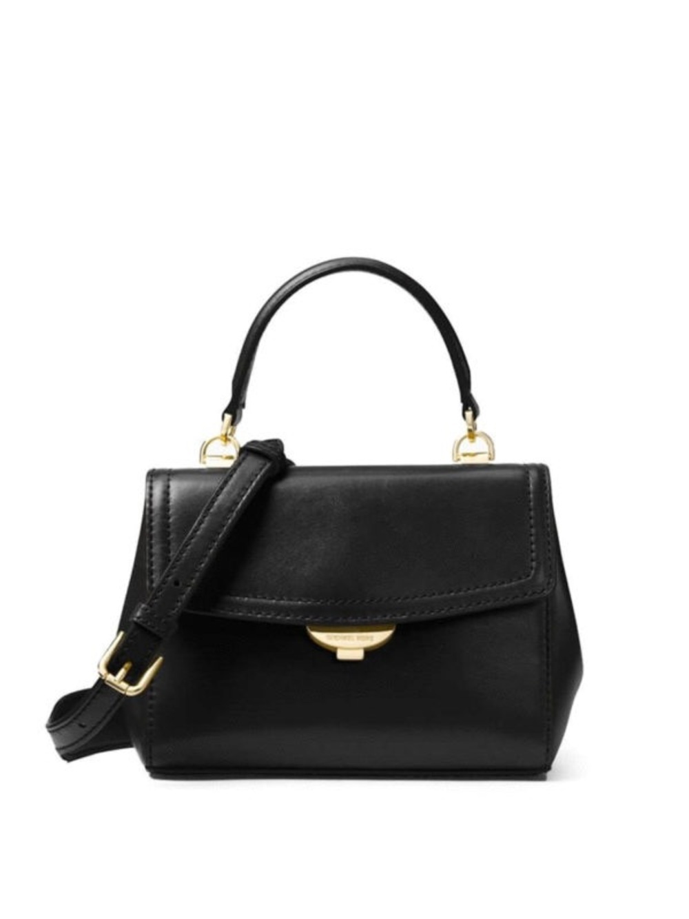 Michael Kors Black Leather Ava Small Mini Crossbody Top Handle Bag Purse
